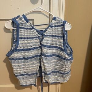 Blue and White Striped Top